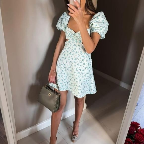 ZARA FLORAL CUT OUT DRESS - Picture 11 of 13